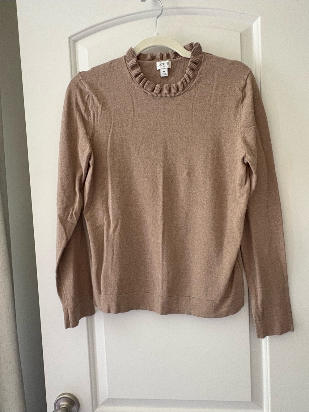 J. Crew Ruffle Neck Long Sleeve Sweater - Brown